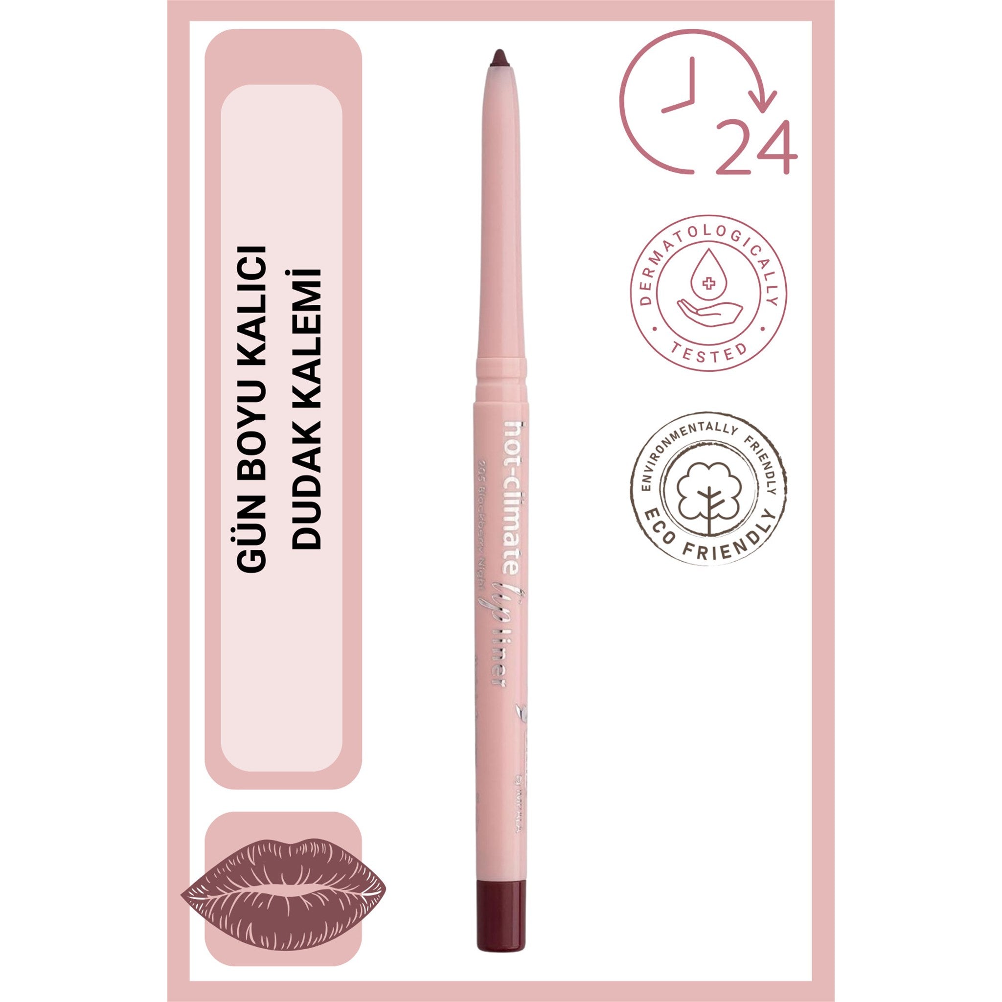 ORYX Lip Pencil Hot-Climate No: 205 Böğürtlen Mor