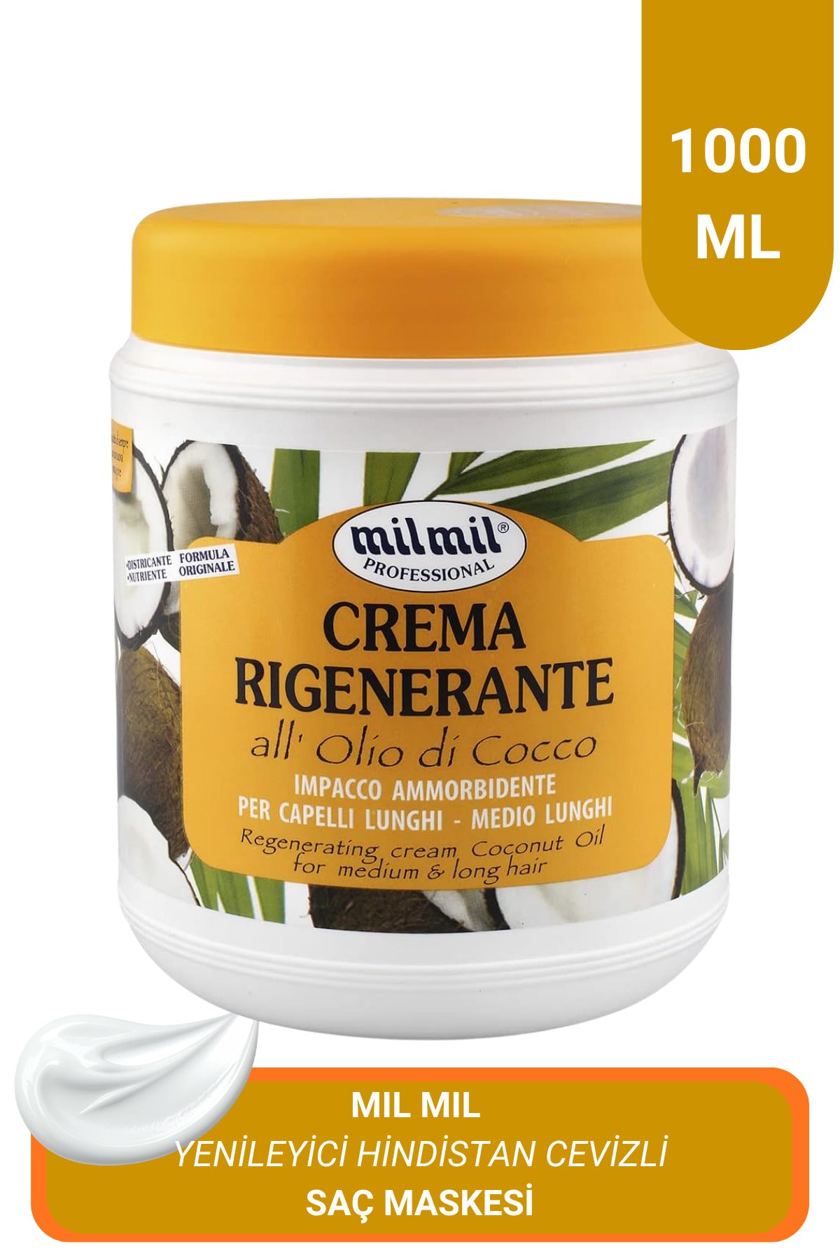 Yenileyici Hindistan Cevizli Saç Maskesi Kremi 1000 ml
